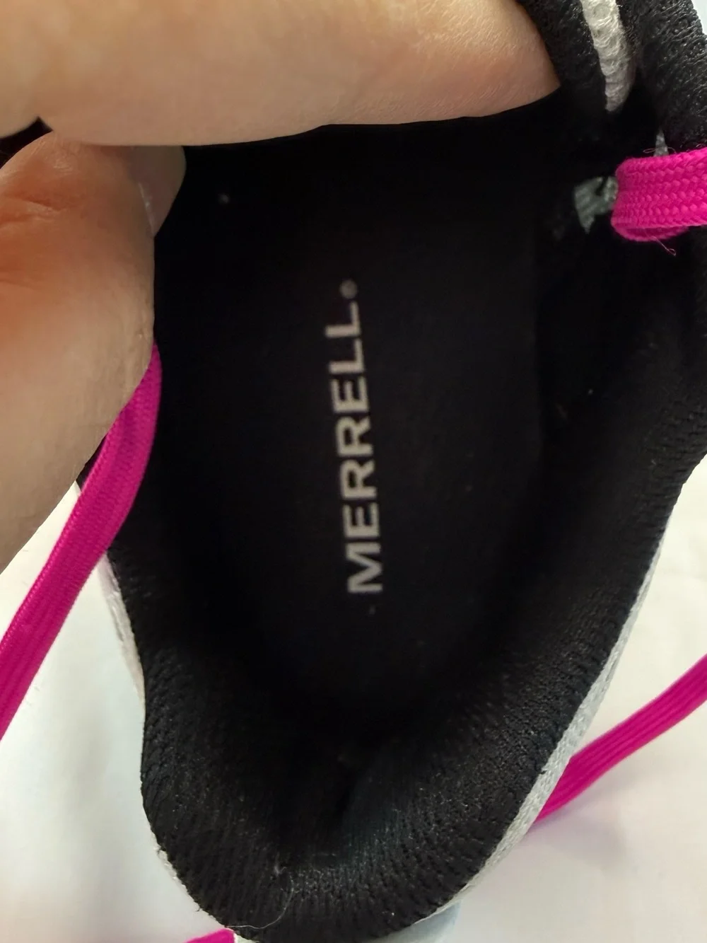 Merrell Women's White Athletic Shoes with Pink and Orange Accents